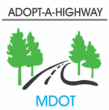 adopt a highway logo with a winding road and trees