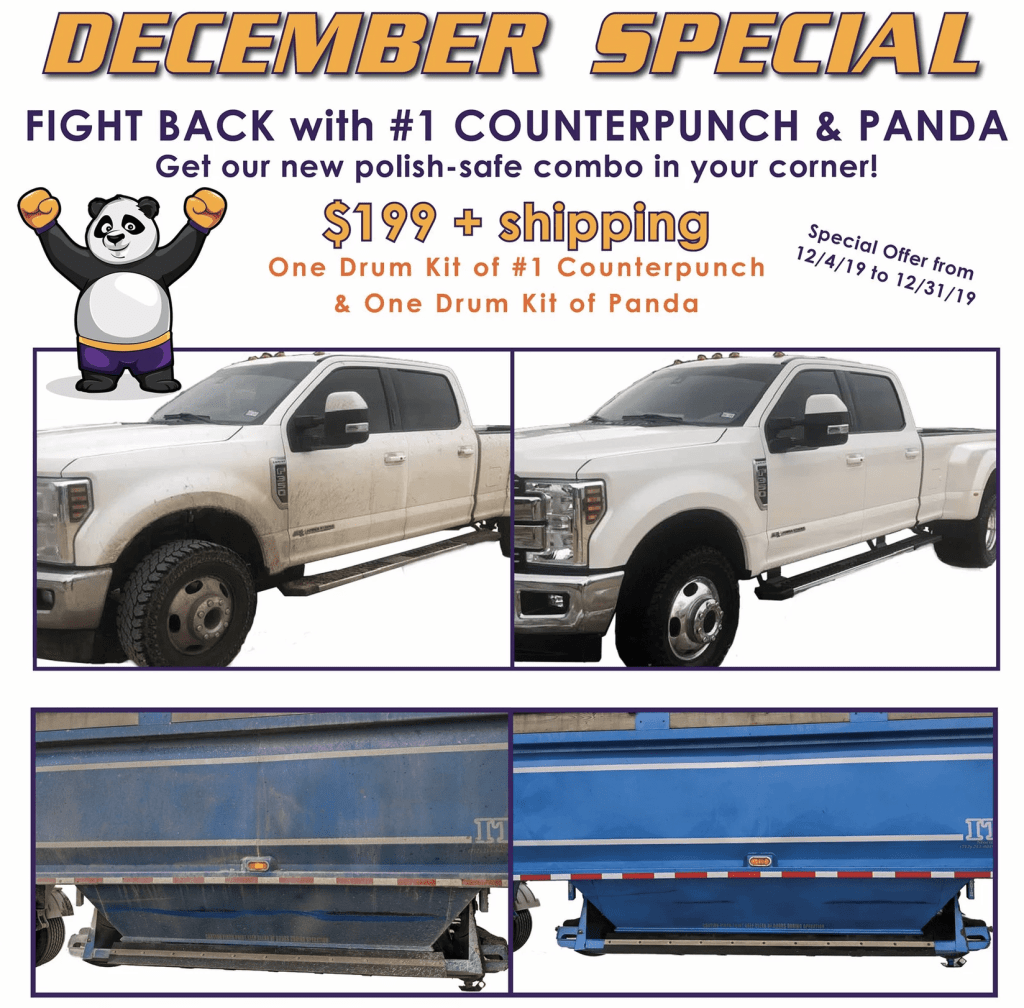 December special with before and after image of a dirty then clean truck